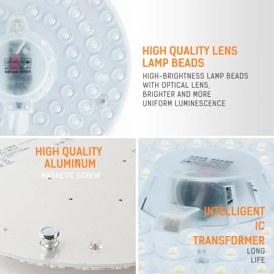 Kitchen LED Ceiling Lights Module AC220V DC90V 12W 18W 24W 36W LED Lampara Techo Source White Brightness Lustre Mutfak Lamp