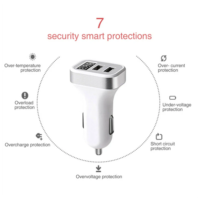 USB зарядное устройство s для samsung Xiaomi Tablet автомобильное зарядное устройство двойной USB Автомобильное зарядное устройство светодиодный цифровой дисплей gps авто Быстрая Зарядка адаптер