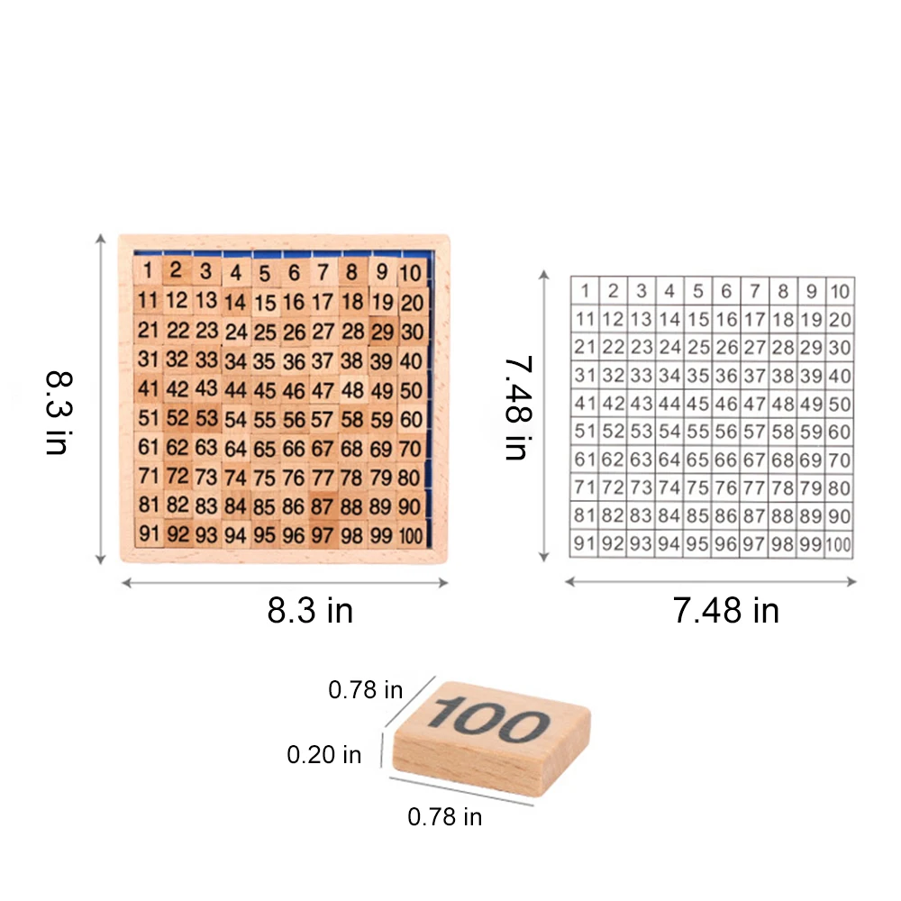 Montessori children's wooden toys 1-100 digital board puzzle learning cognitive games children's early education toys 6