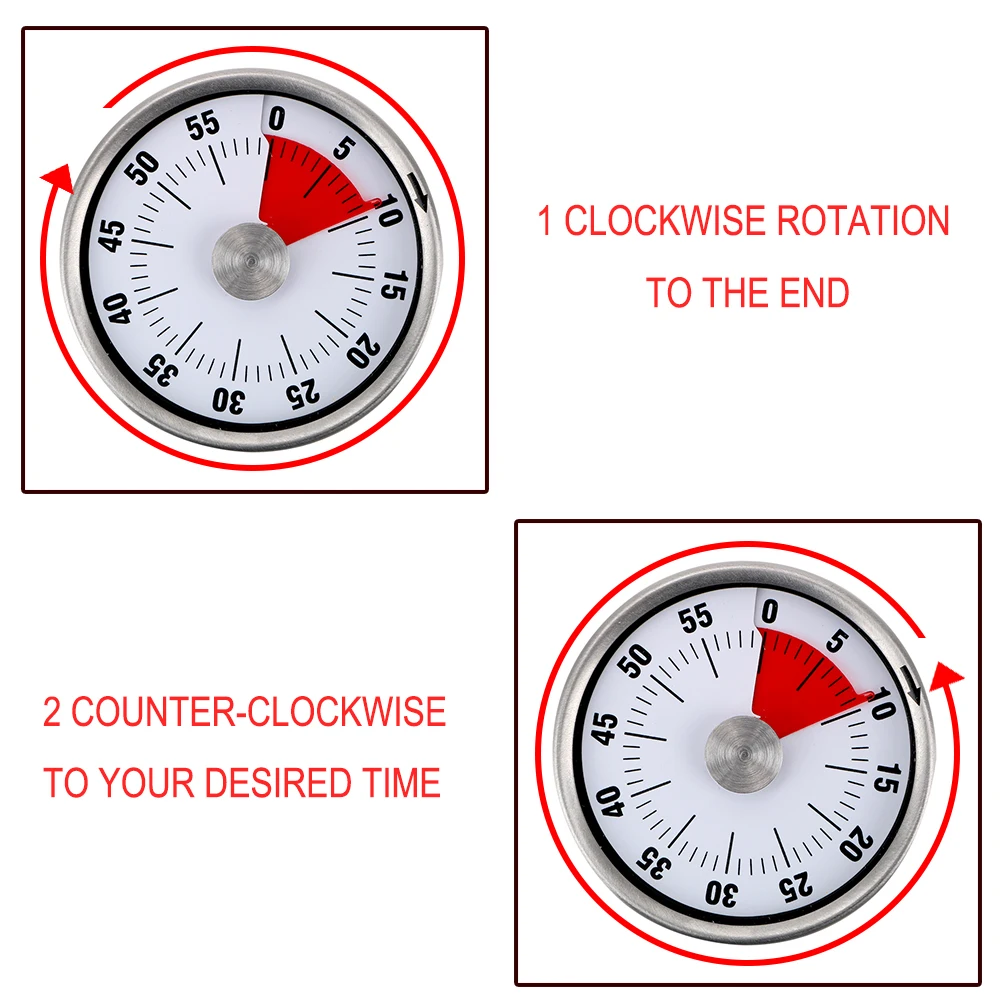 Kitchen Timer Time Reminder 60 Minutes Magnet Round Shape  Kitchen Tools Countdown Alarm Reminder Mechanical Cooking  Timer