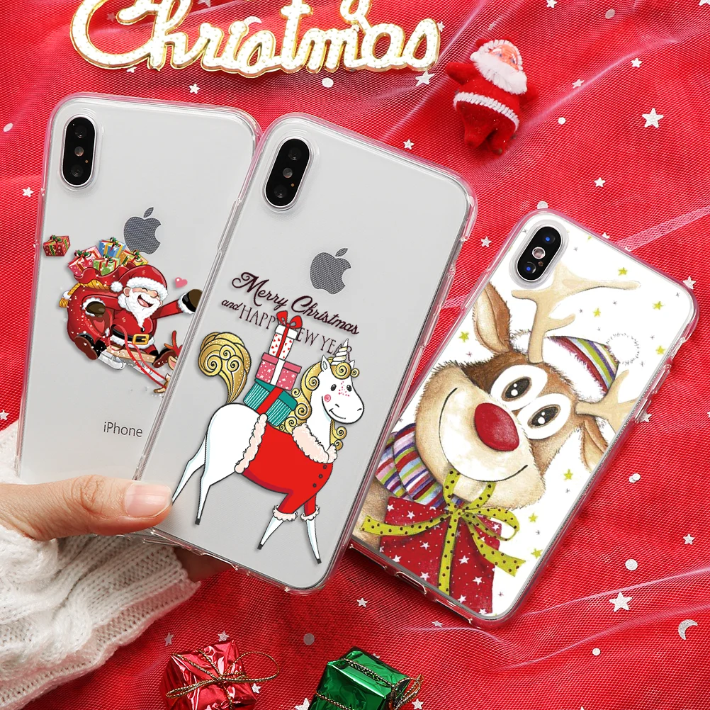 

Christmas Cartoon Elk Case For iPhone X XR XS Max 8 7 6 6S Plus 5 5S SE 4 4S Soft TPU For iPhone 11 Pro MAX Coque New Year Gifts