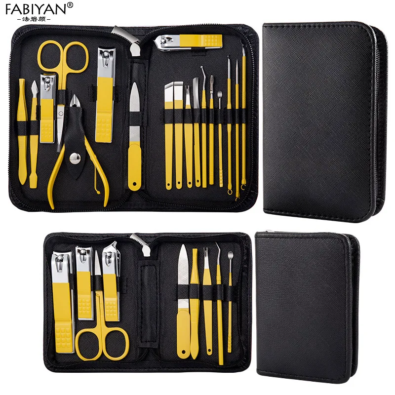 Wscebck 7/15/18pcs Professional Nail Clippers Manicure Nail Care Set Stainless Steel Pedicure Scissor Manicure Kit Nail Art Tools (Color : 15 並行輸入 Wscebck 7⁄15⁄18pcs Professional Nail Clippers Manicure Nail Care