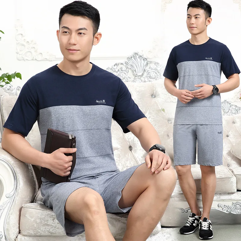 

Middle-aged Plus-sized Menswear Short Sleeve T-shirt Suit Men's Fat Plus-sized Daddy Clothes Casual Shorts