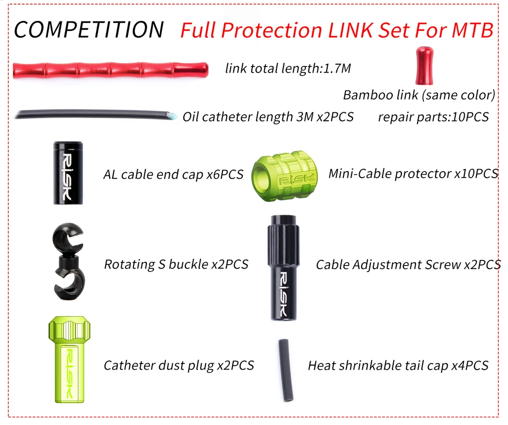 RISK велосипед рыбья кость сдвиг Тормозная связь набор для MTB дорожный велосипед соревнования полная защита кабель переключатель линии провода набор