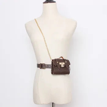 

Multicolor Chain Mini-bag Pu Leather Long Belt Personality Women New Fashion Tide All-match Messenger Bag Waist Bags C113