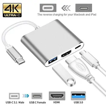 

TYPE-C-HDMI Type C Hub HDMI 4K Adapter C to Converter with 3.0 and 3.1 Charging Port for Retina MacBook