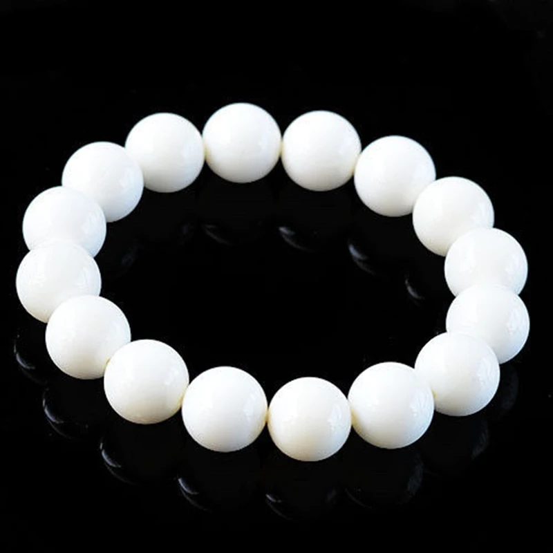 MOROW Fashion Handmade Cool Natural White Tridacna Round Beads Stone Bracelets Beaded Elastic Rope Bracelet Women Men Jewelry (6)