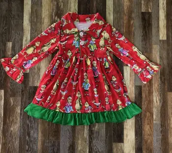 

2020 new girls' CHRISTMAS PAJAMAS autumn mid long nightdress children's pajamas comfortable red children's baby nightdress
