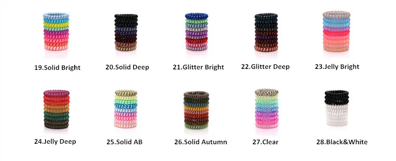 pearl hair clip 9pcs Big Thick Plastic Elastic Hair Ropes Multi Colors Telephone Wire Rubber Bands Personality Gift For Women Stretchy Ponytail large claw hair clips