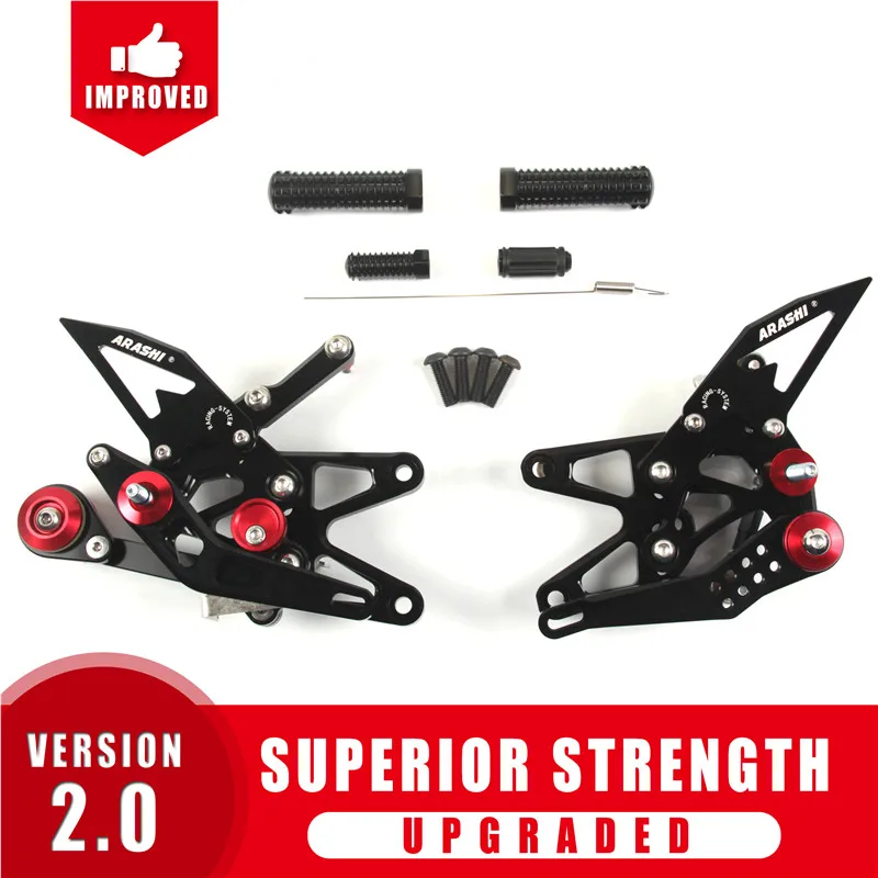 ARASHI CNC Регулируемые подножки для TRIUMPH DAYTONA 675 675R 2013- подножки Rider Rearset алюминий - Цвет: Black