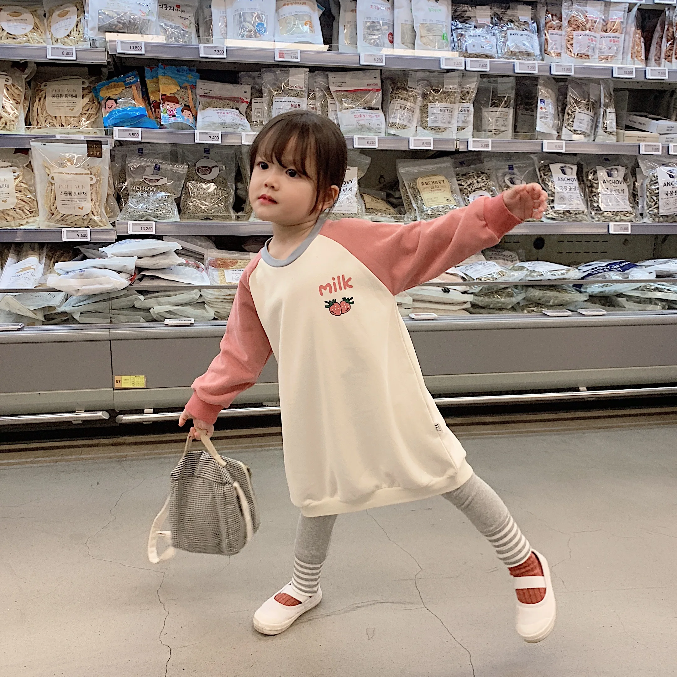 

2019 autumn New baby girls Korean Fashion Sports Clothes children round collar long sleeve patchwork Sweatshirts