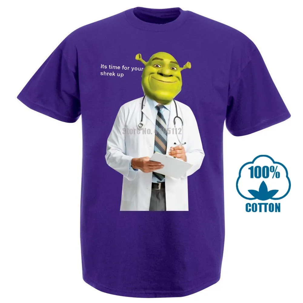 Модная крутая Мужская футболка женская забавная футболка Shrek Check Up Meme с индивидуальным принтом 013073 - Цвет: Фиолетовый