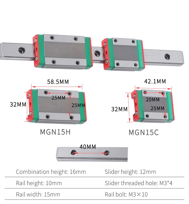 Миниатюрная линейная направляющая, мини линейная каретка, блок GCR подшипника, стальные линейные направляющие MGN 9C 9H 12C 12H 15C 15H 100 мм 750 мм