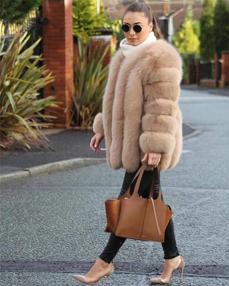 black puffer coat New Autumn Winter Fur Coat Women Clothes High Quality faux fox  Fur overcoat Plus Size Thicken Warm Long Coats Female ralph lauren puffer jacket