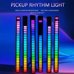 Bande lumineuse LED RGB colorée, contrôle du son, lumière d'ambiance, pour voiture 