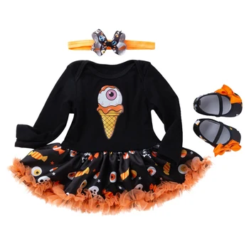 

Infant Baby Girl Holloween Clothes Fashion Cartoon Girls Holloween Clothing Dress+Headband+Shoes Newborn Girls Clothing Outfits