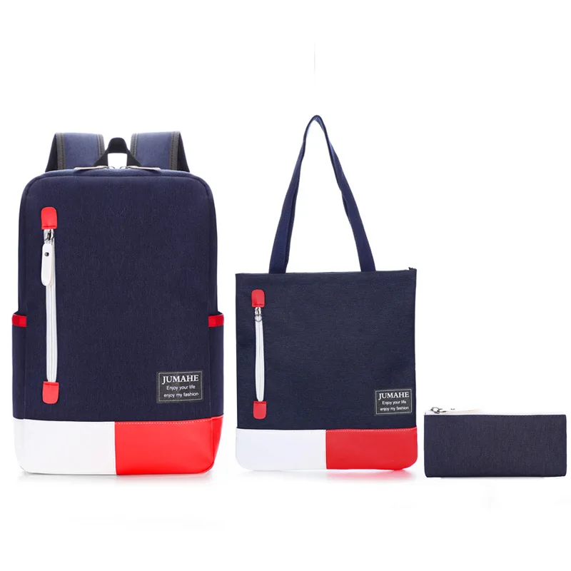 

Cross Border Wholesale Large-Volume Backpack Three-piece Set Men's Business Computer Bag College Student Backpack Customizable