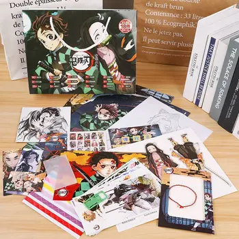 

Anime Demon Slayer: Kimetsu no Yaiba Lucky Bag Gift Bag Include Postcard Poster Badge Stickers Bookmark Gift