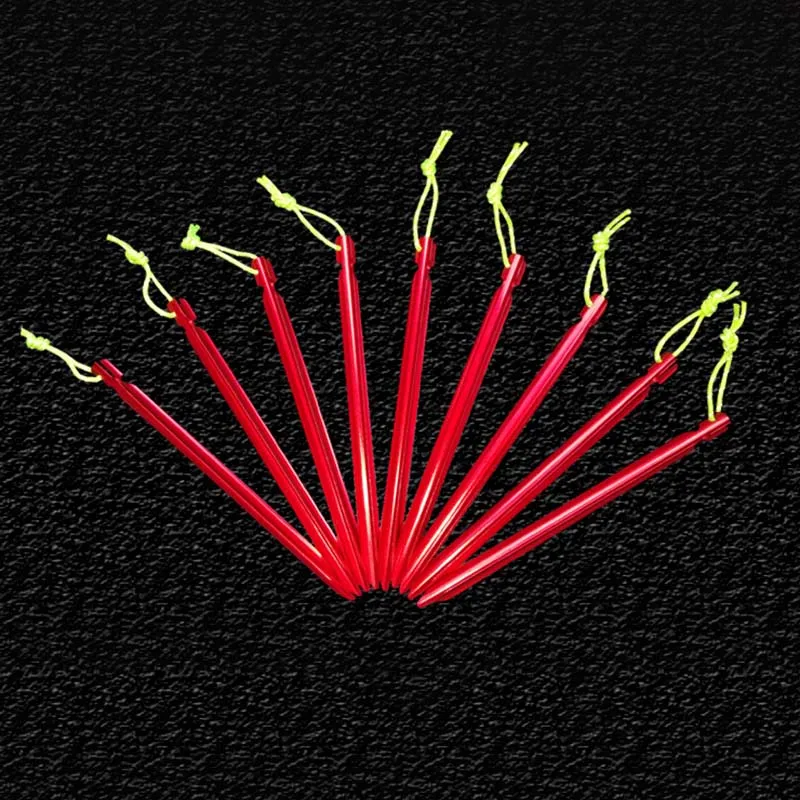 9Pcs Lightweight Aluminum Alloy Tent Canopy Camping Stakes Pegs Ground Nail