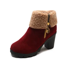 Женские теплые сапоги на высоком каблуке; женская обувь на молнии сбоку; зимняя обувь с хлопковой подкладкой; одна обувь; два цвета