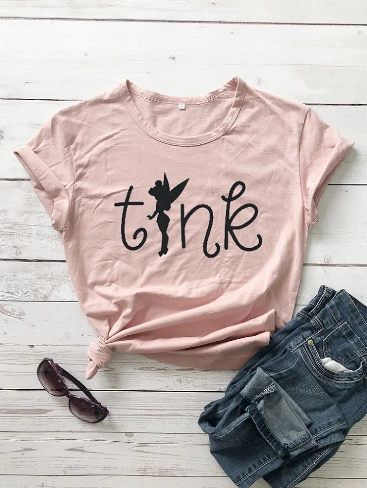 Tinkerbell Графический Женская мода хлопок лозунг гранж футболка в стиле tumblr эстетические футболки