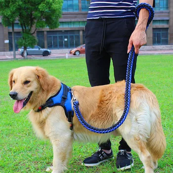 

1 set Big Pet Dedicated Dog Leash And Collar Strands Plaited Rope Dogs Collars Leashes Chain Strong For Large Dogs Animals