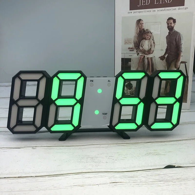 

Креативные цифровые 3d-часы, будильник, светодиодный вые настенные часы со светодиодной подсветкой, электронные часы с большими монетами, часы с температурой 1999