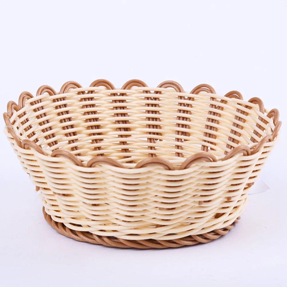 

Fruit Vegetables Storage Basket Hand-woven Kitchen Snack Organizer Imitation Rattan Plastic Lace Baskets