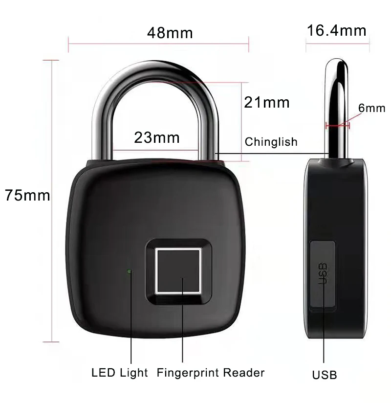 KINGWOOD смарт-замок с отпечатком пальца, без ключа, USB Перезаряжаемый дверной замок, Противоугонный замок для безопасности, замок для двери, чехол для багажа, чип-замок