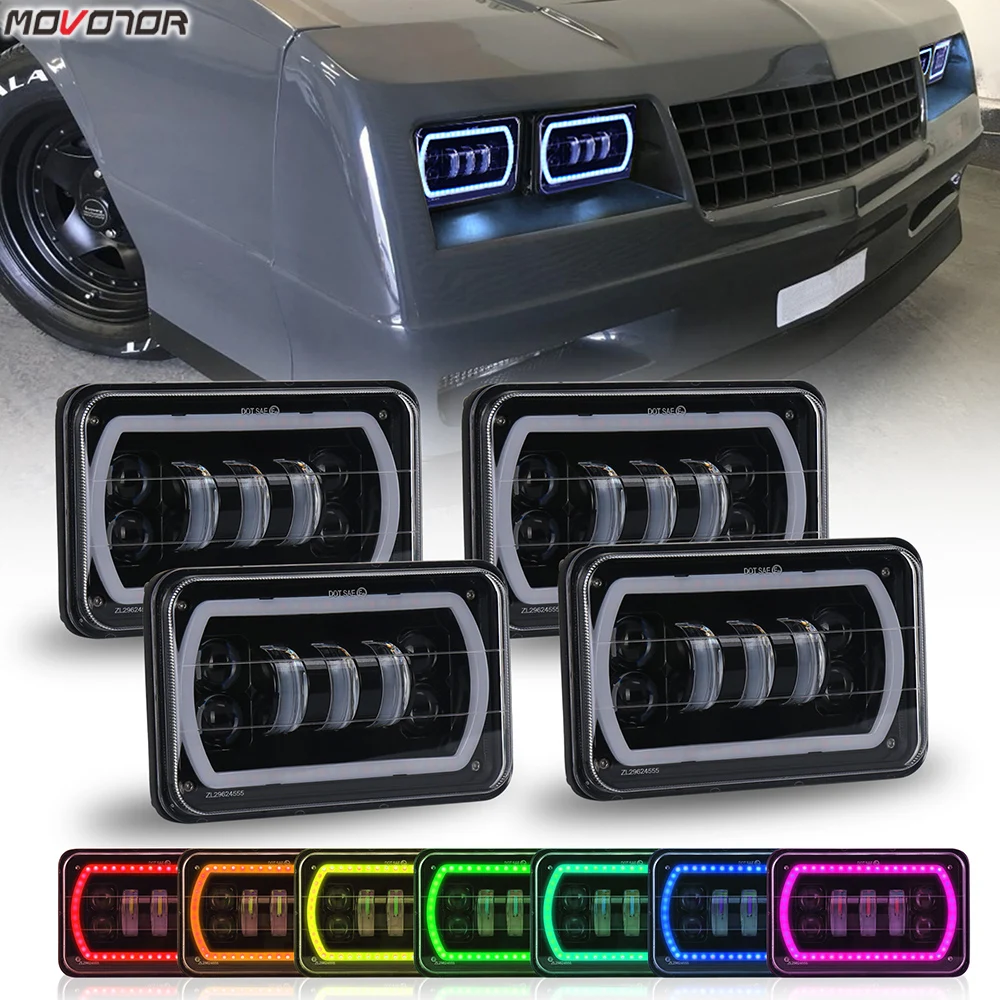 4x6 светодиодные фары с белым RGB гало музыкальный режим уплотнительный луч Замена