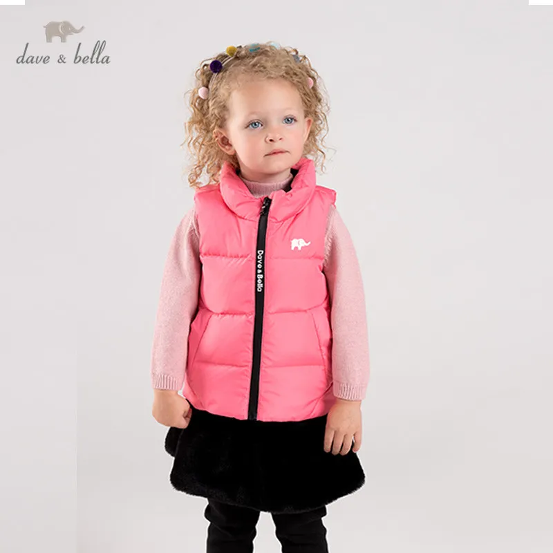 DB11670 dave bella/зимняя однотонная жилетка унисекс для малышей Детское ультралегкое пуховое пальто без рукавов модная верхняя одежда высокого качества для малышей