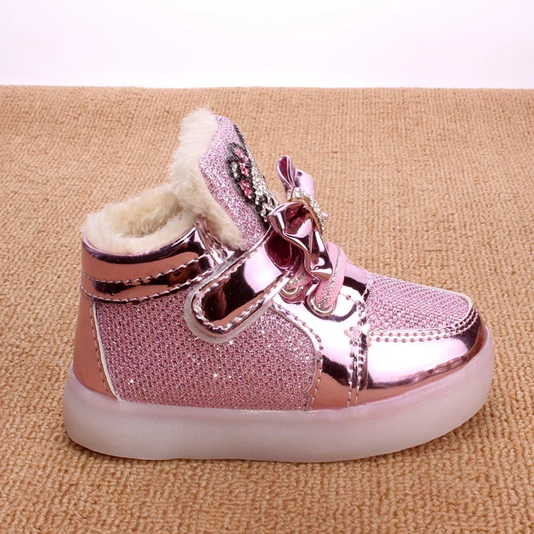 Spring Autumn Winter Children Cartoon LED Light plush Shoes Kids Sneakers