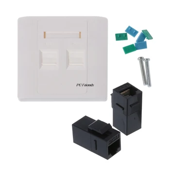 

2 Ports RJ45 Network Wall Plate With Female to Female Connector CAT5e / CAT6