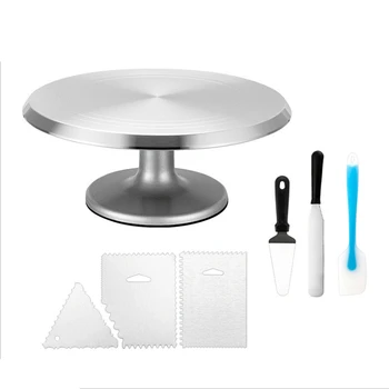 

Revolving Cake Stand 12 Inch Cake Turntable with 3 Comb Icing Smoother,Cake Cutter Baking Cake Decorating Supplies