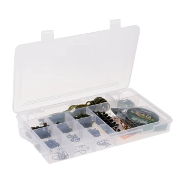 

Powerful Carp Fishing Tackle Box Tube Clips Boilie Stops Anti Sleeves Swivels Rubber Beads Hooks Fishing Line 24x14x3cm