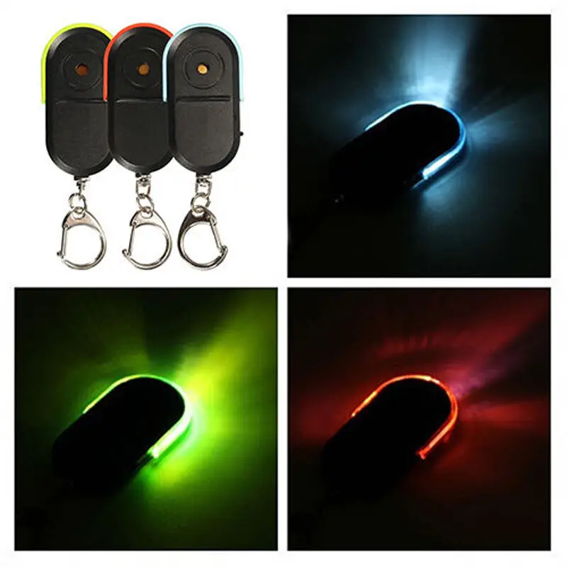 1PCS ProtableTypical Mini Anti-lost Whistle LED Key Finder Wireless Alarm Whistle Voice Control Keychains Key Finder Alarm