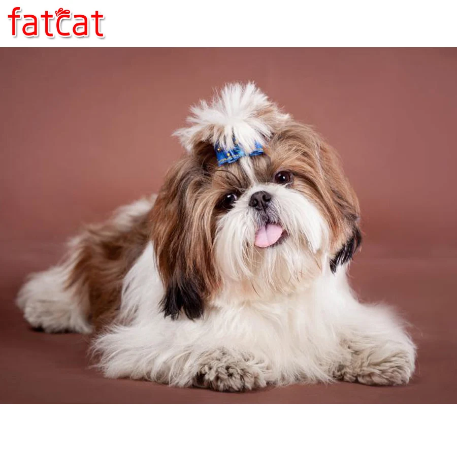 

FATCAT diy 5d Diamond Embroidery Shih Tzu Animal pet Dog Diamond Art watercolor Diamond Painting Full Square round drill AE049