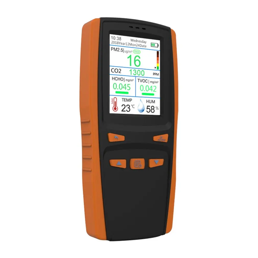 PM2.5/CO2/TVOC/тестер формальдегида AQI анализатор качества воздуха детектор Контроль температуры и влажности домашний счетчик смога
