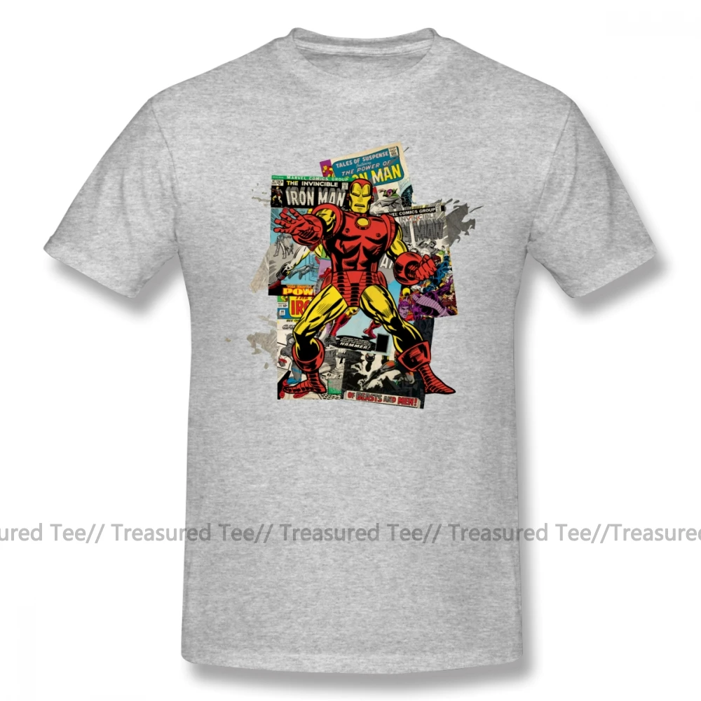 Goede Iron Man T shirt Iron Man Retro Comic Collage T shirt Leuke Plus Size Tee Shirt Katoen Korte Mouwen Strand Heren gedrukt Tshirt