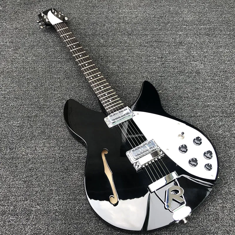 

2019 New black 6-string guitar,Ricken360 Electric Guitar,with F hole body,free shipping