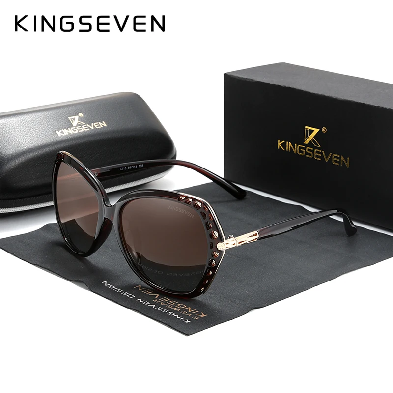 KINGSEVEN элегантные очки для молодых женщин, поляризованные солнцезащитные очки с градиентными линзами, зеркальные очки в стиле бабочки N7215 - Цвет линз: Gradient Brown