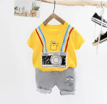

Summer Baby Girls Cartoon Short Sleeve T-shirt Tops + Casual Shorts Pants Infant Kids Clothing Sets Children Boys 2Pcs Suits