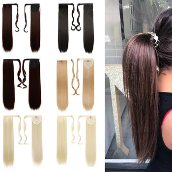 

DIANQI long straight synthetic ponytail is trimmed around the hair in the ponytail to extend the heat-resistant tail