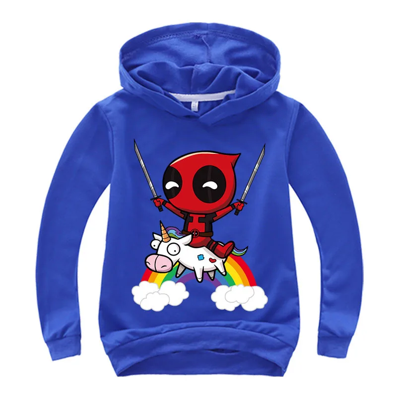 T0348-Blue Детские толстовки с капюшоном с единорогом; одежда для маленьких мальчиков; толстовки для девочек; топ с длинными рукавами для маленьких девочек; летняя одежда; толстовки с пони для подростков; От 2 до 11 лет - Цвет: T0348-Blue