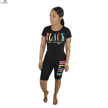 

2020 Women Sets Summer Tracksuits Letter Print T-shirts+shorts Suit Two Piece Set Party Sportswear Streetwear 2 Pcs Club Outfits