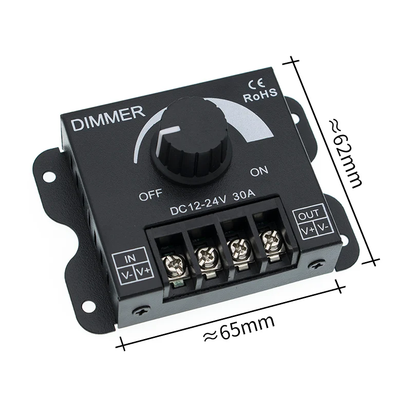 

DC12V-24V LED Dimmer 30A 720W 360W Adjustable Brightness Lamp Strip Light Driver Single Color LED Controller 5050 3528 Tape