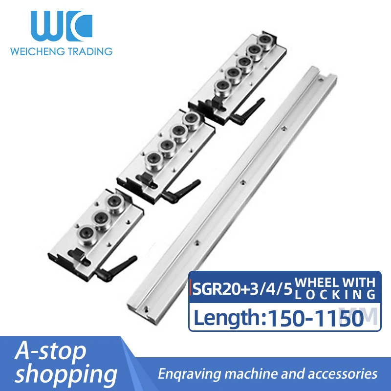 Built-in Dual-núcleo Eixo Guia Linear Sgr20 Comprimento 150 200 300 400 500 600 700 800 1150 Milímetros Mais 4pc Sgb203 Bloqueio das Rodas 2pc