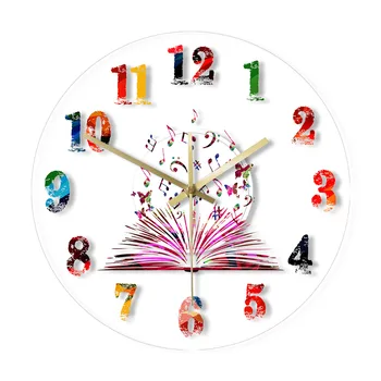 

Magical Music Notes Book with Butterflies Watercolour Numbers Printed Wall Clock Creation Writers Gifts Home Decor Wall Watch