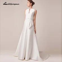 Простое Белое Атласное Свадебное платье Boho Свадебные платья дешевые цвета слоновой кости плюс размер длинные платья для невесты Robe de mariee