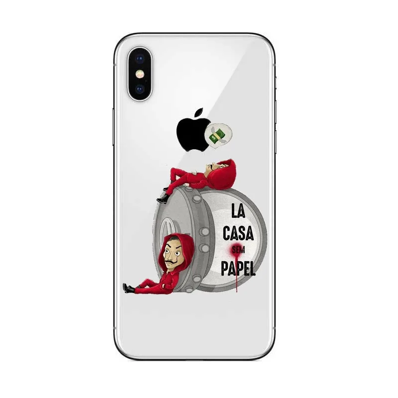 Для iPhone X Fundas для iPhone 5 5S SE 6 6S 7 8 Plus ТВ серии деньги Heist дом бумажная упаковка крутая мультяшная задняя крышка - Цвет: TPU